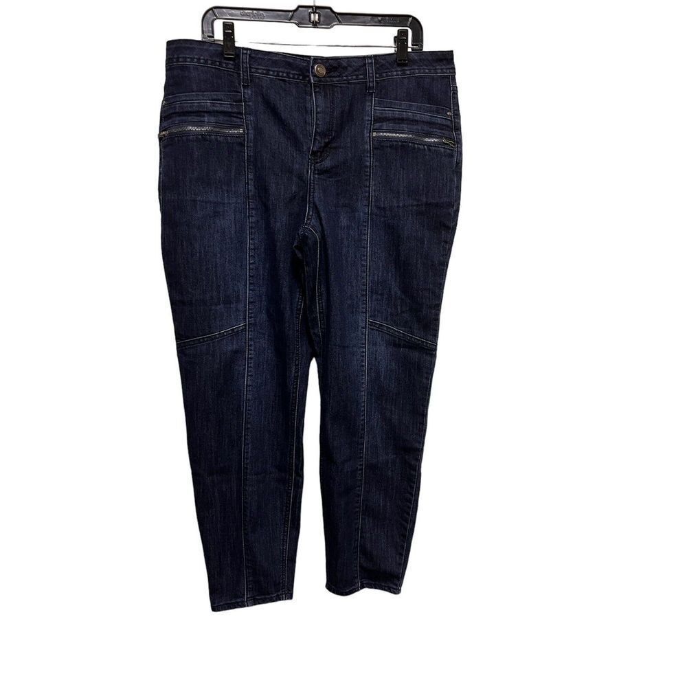 OSO Casuals Women Dark Wash Slim Leg Utility Ankle Jeans Size 14 Stretch Denim